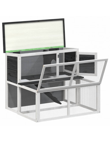 Conigliera Grigia 102x90x84,5 cm in Legno Massello di Pino