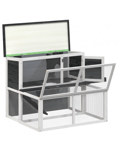 Conigliera Grigia 102x90x84,5 cm in Legno Massello di Pino