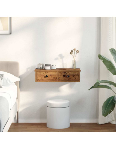 Scaffale a Parete con Cassetti Antico 60x25x15 cm in Truciolato