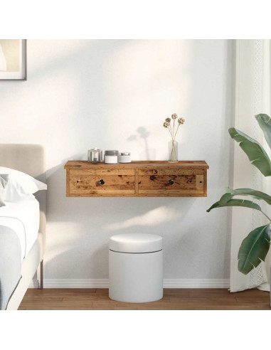 Scaffale a Parete con Cassetti Antico 80x31x17 cm in Truciolato