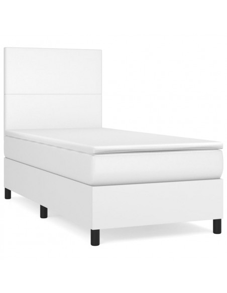 Giroletto a Molle con Materasso Bianco 100x200 cm in Similpelle