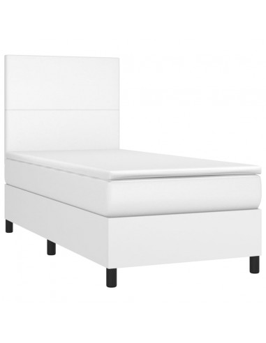 Giroletto a Molle con Materasso Bianco 100x200 cm in Similpelle