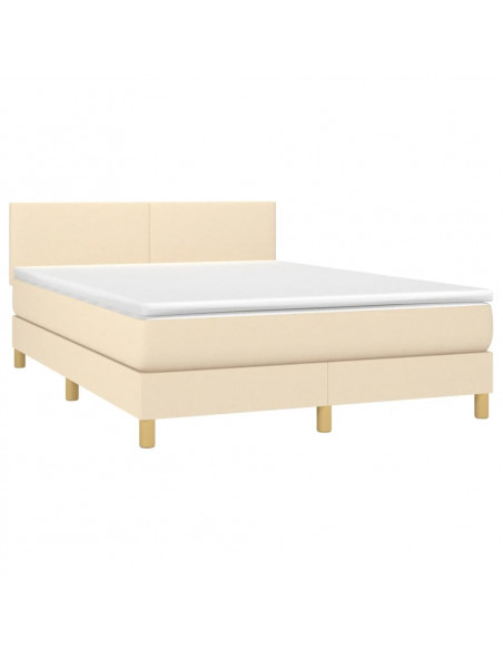 Letto a Molle con Materasso e LED Crema 140x190 cm in Tessuto