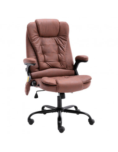Sedia da Ufficio Massaggiante Marrone Chiaro in Scamosciato