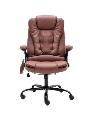 Sedia da Ufficio Massaggiante Marrone Chiaro in Scamosciato
