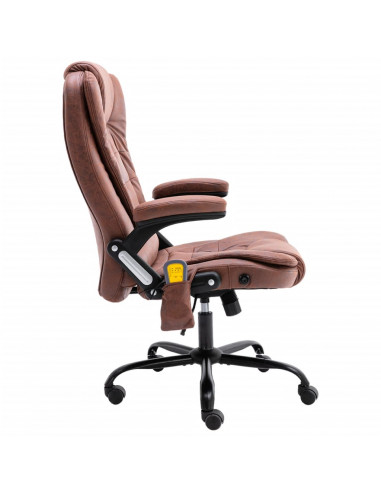 Sedia da Ufficio Massaggiante Marrone Chiaro in Scamosciato