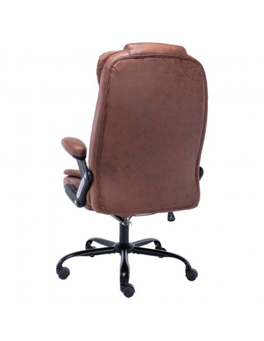 Sedia da Ufficio Massaggiante Marrone Chiaro in Scamosciato