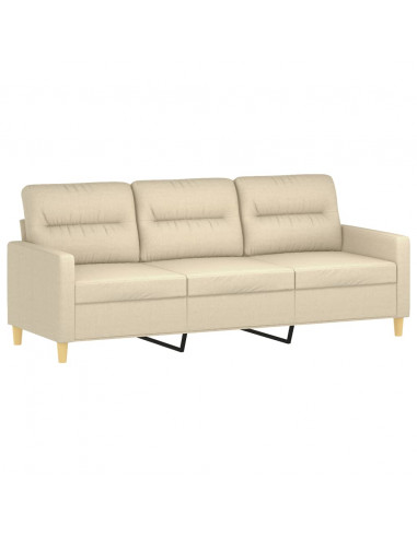 Set Divani 3 pz con Cuscini Crema in Tessuto