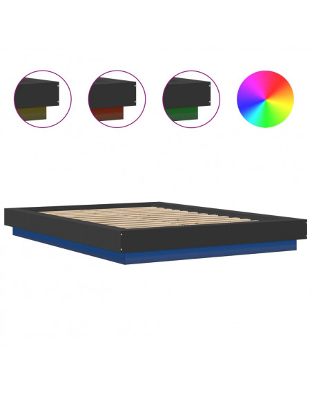 Giroletto con Luci LED Nero 120x200 cm in Legno Multistrato