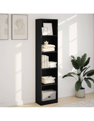 Libreria Nera 40x24x176 cm in Legno Multistrato