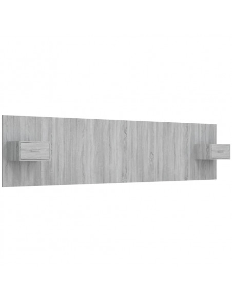 Testiera Letto con Comodini in Legno Multistrato Grigio Sonoma