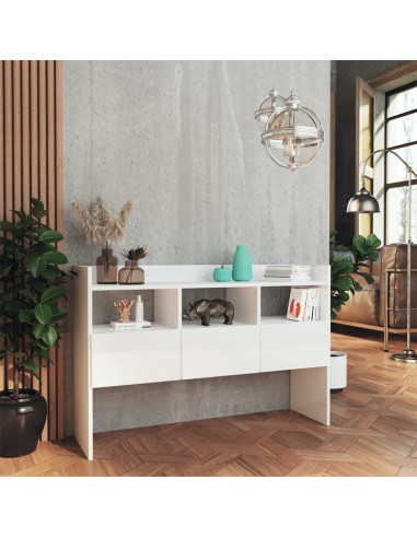 Credenza Bianco Lucido 105x30x70 cm in Legno Multistrato