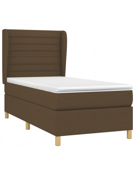 Giroletto a Molle con Materasso Marrone Scuro 80x200 cm Tessuto