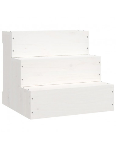 Scala per Animali Bianca 40x37,5x35cm in Legno Massello di Pino