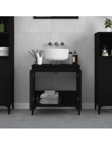 Mobile Lavabo Nero 58x33x60 cm in Legno Multistrato
