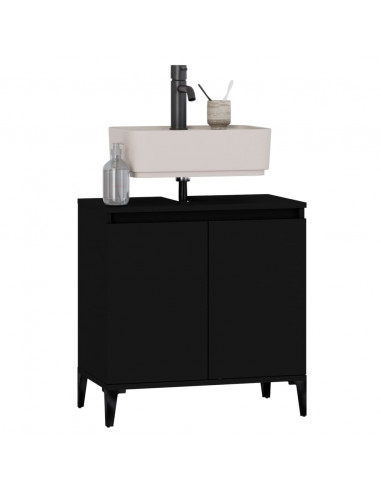 Mobile Lavabo Nero 58x33x60 cm in Legno Multistrato