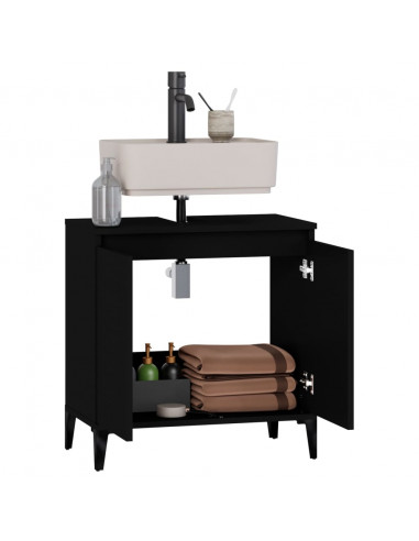 Mobile Lavabo Nero 58x33x60 cm in Legno Multistrato