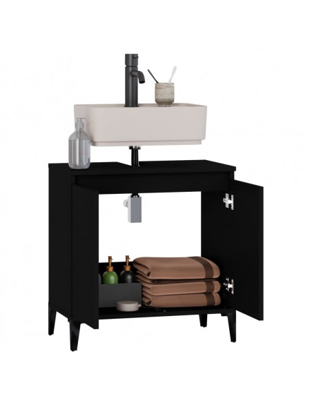Mobile Lavabo Nero 58x33x60 cm in Legno Multistrato