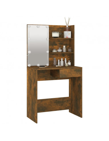 Toeletta con LED Rovere Marrone 74,5x40x141 cm