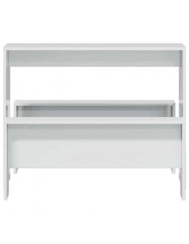 Set Tavolo da Pranzo e Panche 3 pz Bianco Lucido in Truciolato