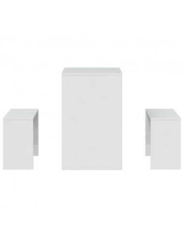 Set Tavolo da Pranzo e Panche 3 pz Bianco Lucido in Truciolato