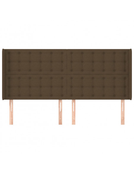 Testiera ad Orecchio Marrone Scuro 203x16x118/128 cm in Tessuto