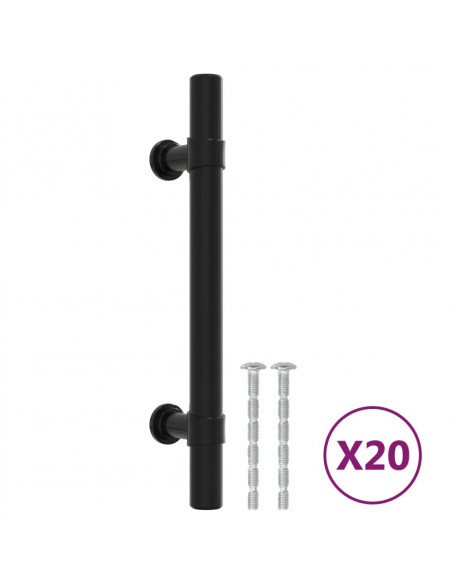 Maniglie per Mobili 20 pz Nere 96 mm in Acciaio Inox