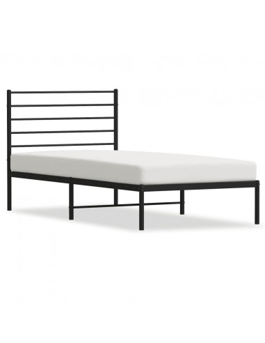 Giroletto con Testiera in Metallo Nero 90x200 cm