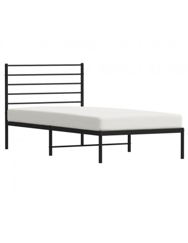 Giroletto con Testiera in Metallo Nero 90x200 cm