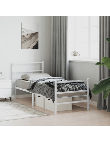 Giroletto con Testiera e Pediera Metallo Bianco 75x190 cm