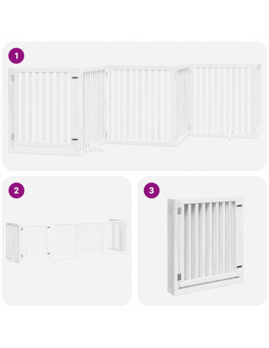 Cancello Cani Porta Pieghevole Bianco 6 Pannelli 480 cm Pioppo