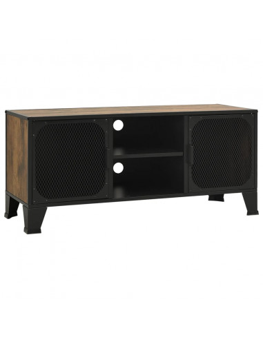 Mobile Porta TV Marrone Rustico 105x36x47 cm in Metallo e MDF