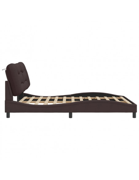 Giroletto con Luci LED Marrone Scuro 160x200 cm in Tessuto