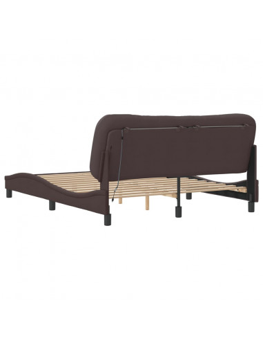 Giroletto con Luci LED Marrone Scuro 160x200 cm in Tessuto