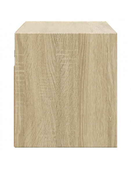 Mobile TV a Parete con Luci LED Rovere Sonoma 100x31x35 cm