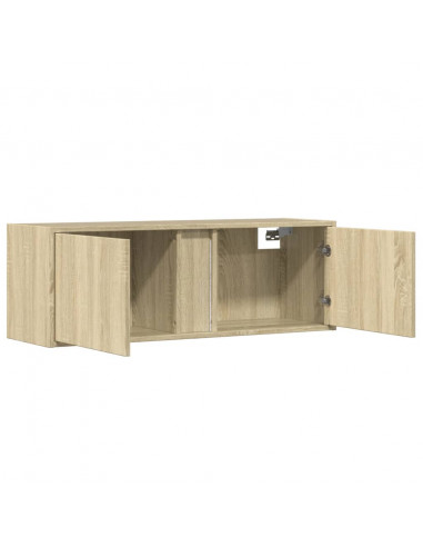 Mobile TV a Parete con Luci LED Rovere Sonoma 100x31x35 cm