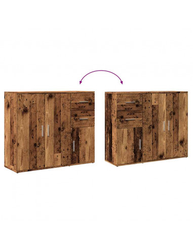 Credenza Legno Antico 91x29,5x75 cm in Legno Multistrato