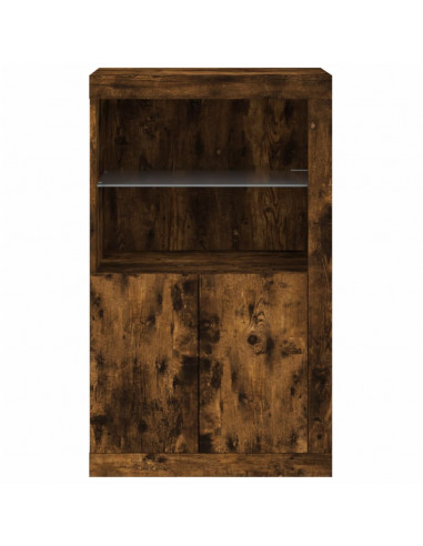 Armadietto con Luci LED Rovere Fumo in Legno Multistrato