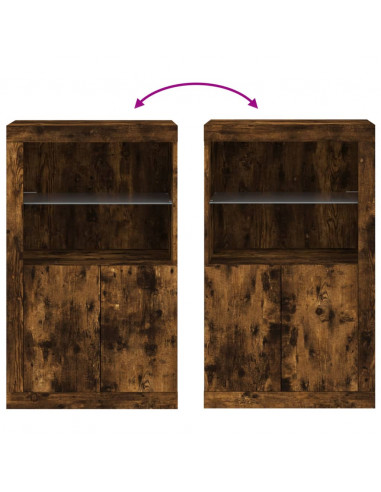 Armadietto con Luci LED Rovere Fumo in Legno Multistrato