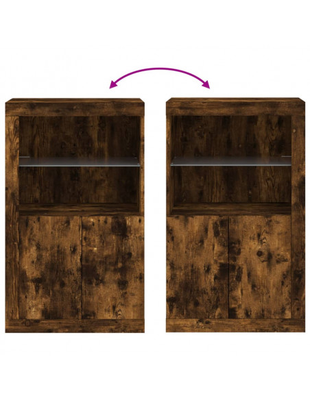 Armadietto con Luci LED Rovere Fumo in Legno Multistrato