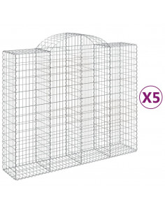 Cesti Gabbioni ad Arco 5 pz 200x50x160/180 cm Ferro Zincato 2
