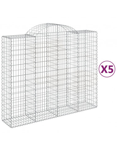Cesti Gabbioni ad Arco 5 pz 200x50x160/180 cm Ferro Zincato