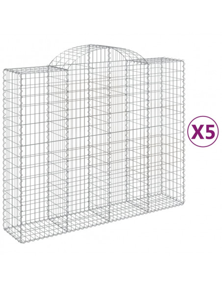 Cesti Gabbioni ad Arco 5 pz 200x50x160/180 cm Ferro Zincato