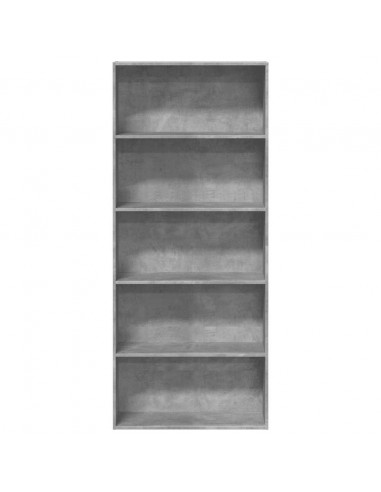 Libreria Grigio Cemento 80x30x189 cm in Legno Multistrato