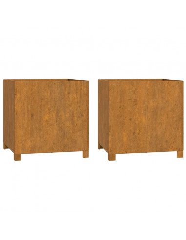Fioriere con Gambe 2pz Ruggine 49x47x50 cm Acciaio Corten