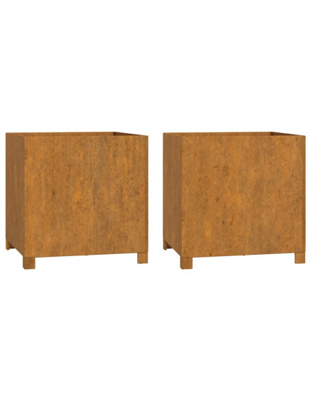 Fioriere con Gambe 2pz Ruggine 49x47x50 cm Acciaio Corten