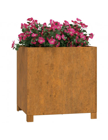 Fioriere con Gambe 2pz Ruggine 49x47x50 cm Acciaio Corten