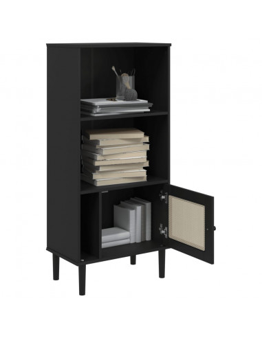 Credenza SENJA Aspetto Rattan Nera 60x35x130 cm Legno Pino