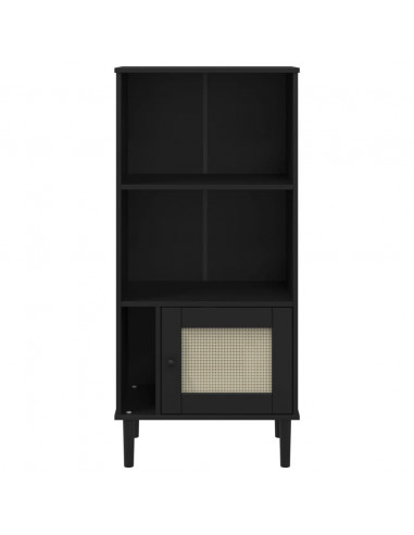 Credenza SENJA Aspetto Rattan Nera 60x35x130 cm Legno Pino