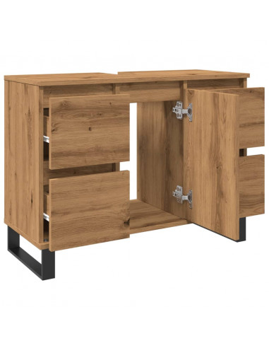 Mobiletto da Bagno Rovere Artigianale 80x33x60 cm in Truciolato